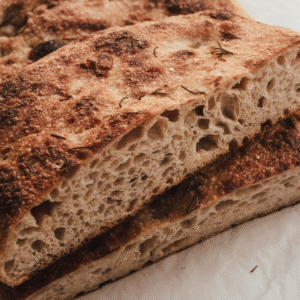 Focaccia with olives and herbs